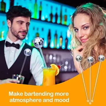 Disco Ball Drink Stir Sticks | 24 Sparkling Drink Accessories
