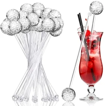 Disco Ball Drink Stir Sticks | 24 Sparkling Drink Accessories