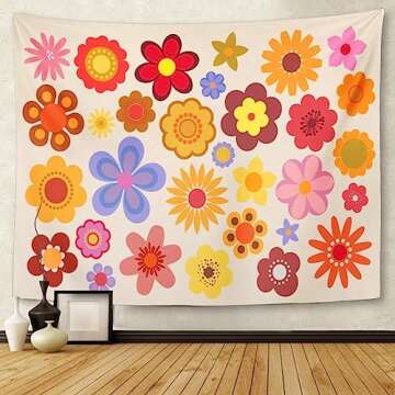 TOMPOP Vintage Flower Tapestry 60x80 for Home Decor