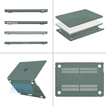 MOSISO Compatible with MacBook Air 13 inch Case 2025 2024 2023 2022 M3 A3113 M2 A2681, Plastic Hard Shell&Keyboard Cover&Screen Film&Type C Adapter for MacBook Air 13.6 inch Case, Emerald Green