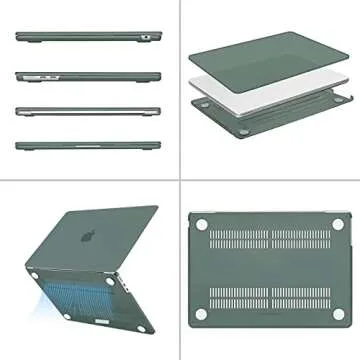 MOSISO Compatible with MacBook Air 13 inch Case 2025 2024 2023 2022 M3 A3113 M2 A2681, Plastic Hard Shell&Keyboard Cover&Screen Film&Type C Adapter for MacBook Air 13.6 inch Case, Emerald Green