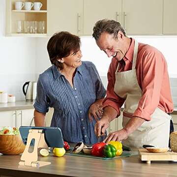 Cell Phone Stand, YOSHINE Upgraded Phone Stand for Desk, Adjustable Tablet Stand, Foldable Portable Aluminum Phone Holder, Cradle, Dock for All iPhone Smartphones and iPad Tablets (4-13in) - Gold