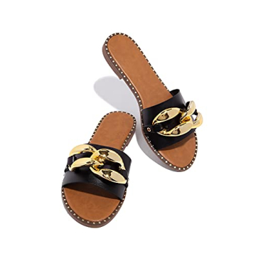 Stylish Pearl&She Women's Leather Flat Slippers for Summer