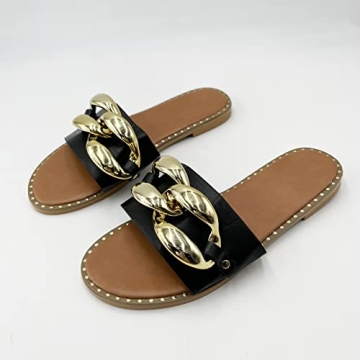 Stylish Pearl&She Women's Leather Flat Slippers for Summer