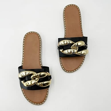 Stylish Pearl&She Women's Leather Flat Slippers for Summer