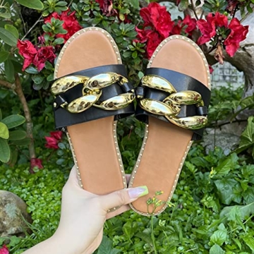 Stylish Pearl&She Women's Leather Flat Slippers for Summer