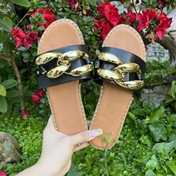 Stylish Pearl&She Women's Leather Flat Slippers for Summer