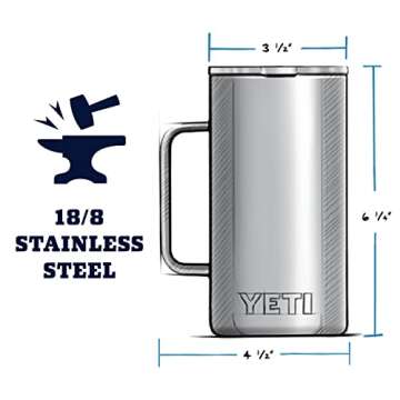 YETI Rambler 24 oz Mug, Vacuum Insulated, Stainless Steel with MagSlider Lid, Nordic Purple