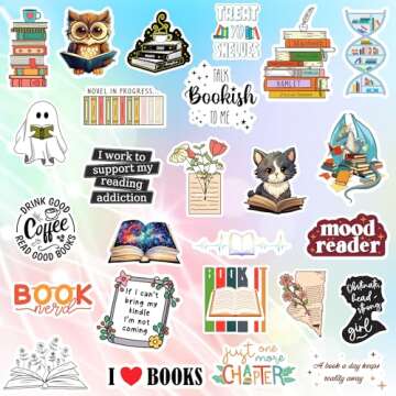 150pcs Book Stickers for Kindle, Tablet, Laptop | Bookish Reading Booktok Decal Emotional Support Accessories for Readers, Teachers