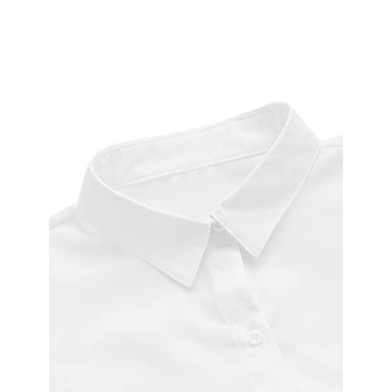 Milumia Women's Collar Lantern Short Sleeve Pleated Hem Button Down Work Blouse Shirt Top Beige Small