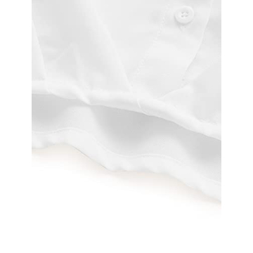 Milumia Women's Collar Lantern Short Sleeve Pleated Hem Button Down Work Blouse Shirt Top Beige Small