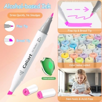 Caliart Pastel Markers Set with 61 Colors for All Ages