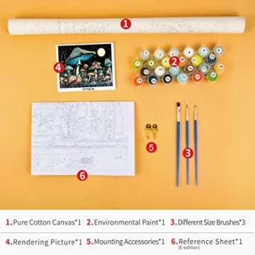 TISHIRON Paint by Number for Adults and Kids Beginner Sets DIY Painting Kits Acrylic Painting by Numbers Moon Under The Stars Mushroom Snail for Kids Gift for Home Wall Decorations - 16x20inch