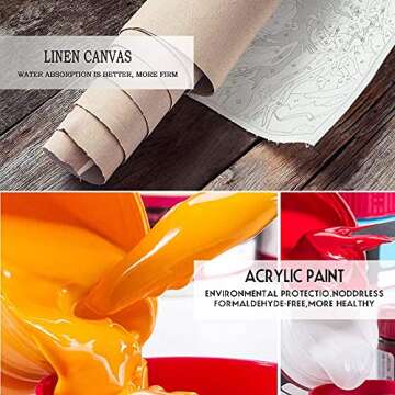 TISHIRON Paint by Number for Adults and Kids Beginner Sets DIY Painting Kits Acrylic Painting by Numbers Moon Under The Stars Mushroom Snail for Kids Gift for Home Wall Decorations - 16x20inch