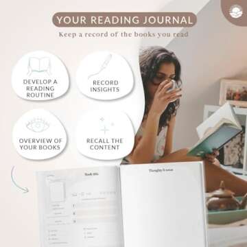 Mindmellow Book Reading Journal Pearl XXL - A5 Hardcover for Book Lovers & Diary