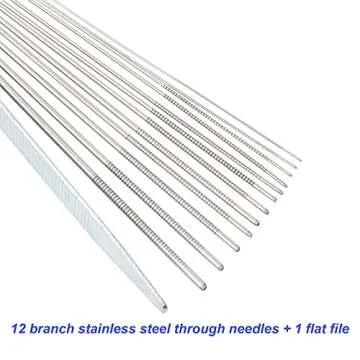 Herain Welding Tip Cleaner, Carb Carburetor Cleaner and Torch Nozzle Tip Cleaner Set for Cleaning Engine Carburetors, Gas Orifices, Sprinklers, Shower Heads(12 Wire Set Plus a Flat File) (1)