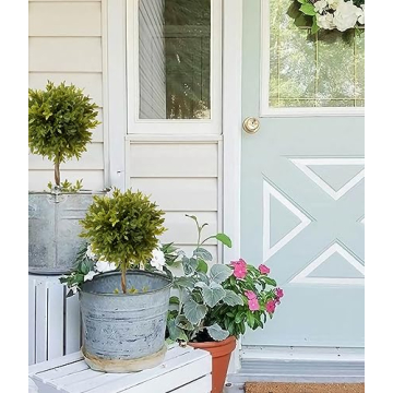 DILATATA 17 Inch Artificial Boxwood Topiary Tree for Indoor Outdoor Decor