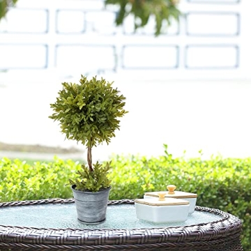 DILATATA 17 Inch Artificial Boxwood Topiary Tree for Indoor Outdoor Decor