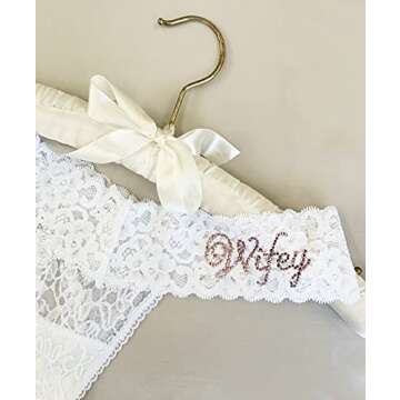 Classy Bride Wifey Wedding Underwear Bedazzled Bridal Lingerie for Women - White