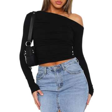RONGCAT Women's Sexy Off Shoulder Long Sleeve Tops for Stylish Outings