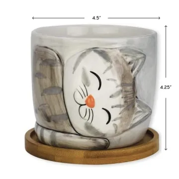 Charming Large Kitty Pot for Indoor Plants and Gifts