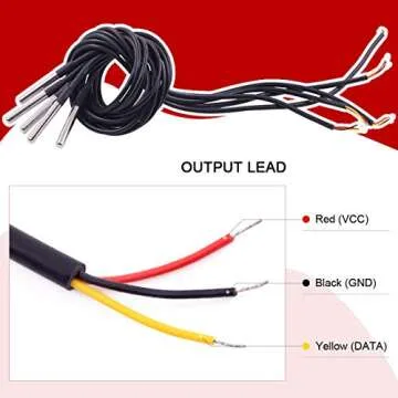 Hilitchi Waterproof DS18B20 Temperature Sensor Probe Pack of 5