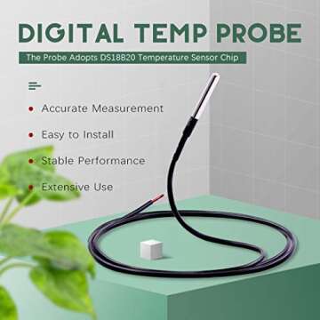 Hilitchi Waterproof DS18B20 Temperature Sensor Probe Pack of 5