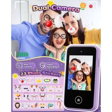 shiningstone Kids Toy Smartphone, shiningstone Gifts and Toys for Girls Ages 3-8, Kids Fake Play Cell Phone with Dual Camera SD Card, ChristmasGifts for 3 4 5 6 7 8 Years Old (Purple1)