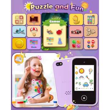 shiningstone Kids Toy Smartphone, shiningstone Gifts and Toys for Girls Ages 3-8, Kids Fake Play Cell Phone with Dual Camera SD Card, ChristmasGifts for 3 4 5 6 7 8 Years Old (Purple1)