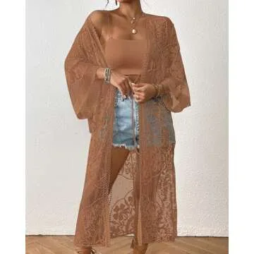Bsubseach Elegant Lace Beach Coverup for Women