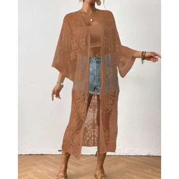 Bsubseach Elegant Lace Beach Coverup for Women