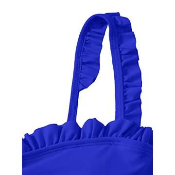 SweatyRocks Women's Bathing Suits Spaghetti Strap Ruffle Wrap Bikini Set Two Piece Swimsuits Dark Blue Small