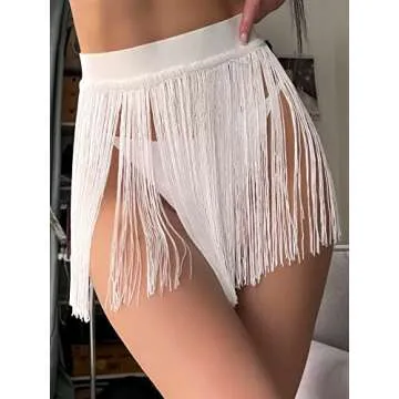 Verdusa Women's Fringe Trim Mini Skirt Cover Up
