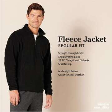 Amazon Essentials Men's Fleece Jacket, 1/4 Zipper Pullover, Medium, Forest Green