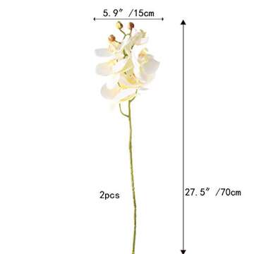 HO2NLE 27.5" Artificial White Orchid Flowers for Decor