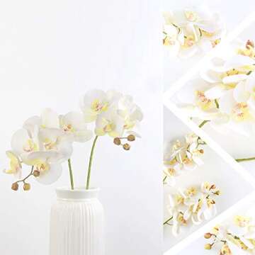 HO2NLE 27.5" Artificial White Orchid Flowers for Decor