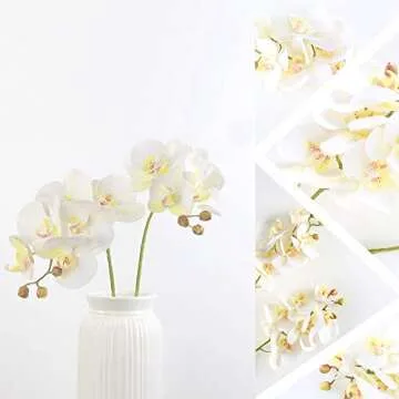 HO2NLE 27.5" Artificial White Orchid Flowers for Decor
