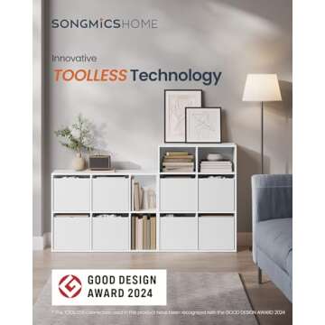 SONGMICS Superfast Toolless Assembly Bookshelf - Versatile Organizer