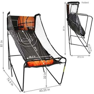 Sunnydaze Indoor Arcade Basketball Game - Dual Hoops, Electronic Scorer