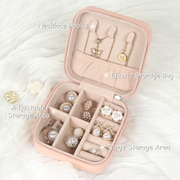 MFXIP Travel Jewelry Case Compact Organizer PU Leather