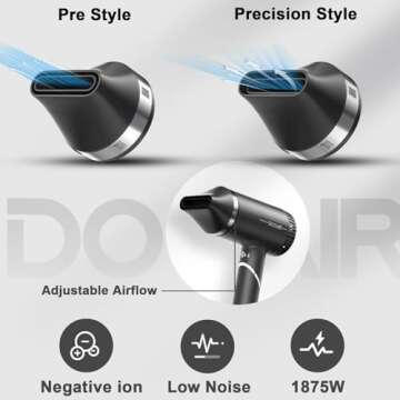 DOOAIR Ionic High-Speed Hair Dryer - Fast Drying, Less Frizz, Travel-Friendly