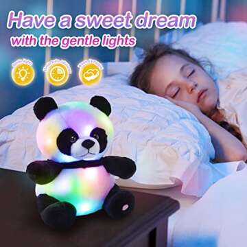 WEWILL Light up Panda Stuffed Animal LED Panda Bear Soft Plush Toys Glow in Dark Bedtime Companion with Night Lights Birthday Valentines Christmas for Toddler Kids, 12''