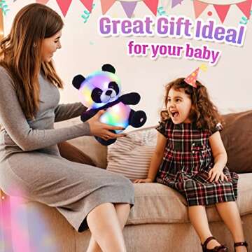 WEWILL Light up Panda Stuffed Animal LED Panda Bear Soft Plush Toys Glow in Dark Bedtime Companion with Night Lights Birthday Valentines Christmas for Toddler Kids, 12''