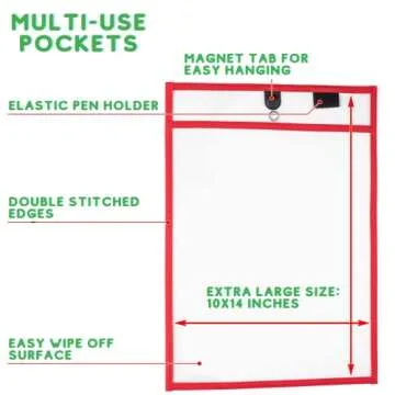 Magnetic Dry Erase Pockets - 6-Pack for Easy Organization