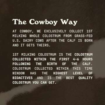 COWBOY COLOSTRUM - Bovine Colostrum Powder - The Exclusive 1st Milking Whole Colostrum - Grass Fed Colostrum Supplement for Gut Health, Immunity, Skin & Hair. Non-GMO (Unflavored, 40 Servings)