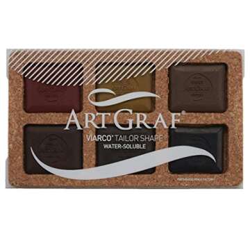 Art Graf Water Soluble Tailors Chalk Shaped Watercolor Paint Set, 6 Highly Pigmented Earth Tone Colors, Pigment Cakes for Painting & Drawing