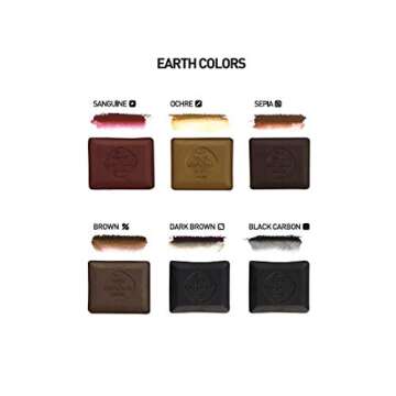 Art Graf Water Soluble Tailors Chalk Shaped Watercolor Paint Set, 6 Highly Pigmented Earth Tone Colors, Pigment Cakes for Painting & Drawing