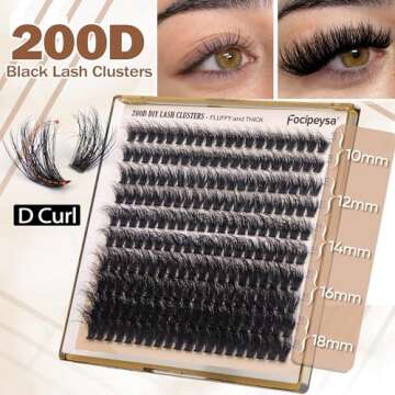 Focipeysa Lash Extension Kit Thick Eyelash Extension Kit 10-18mm Fluffy Lash Clusters 200D Individua...