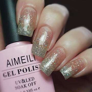 AIMEILI Soak Off UV LED Glitter Gel Nail Polish - Silver Glitter Explosion (023) 10ml
