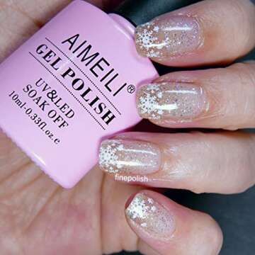 AIMEILI Glitter Gel Nail Polish - Stunning Silver Shine